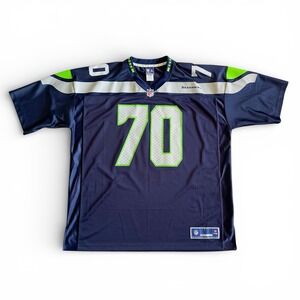 Seattle Seahawks NFL Pro Line Jersey Navy Mens 2XL #70 Football Fan Gear